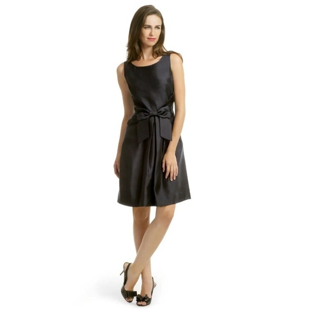 Kate Spade Women's Jilian Dress Bow Solid Black Cotton Sleeveless Size 6 A005652